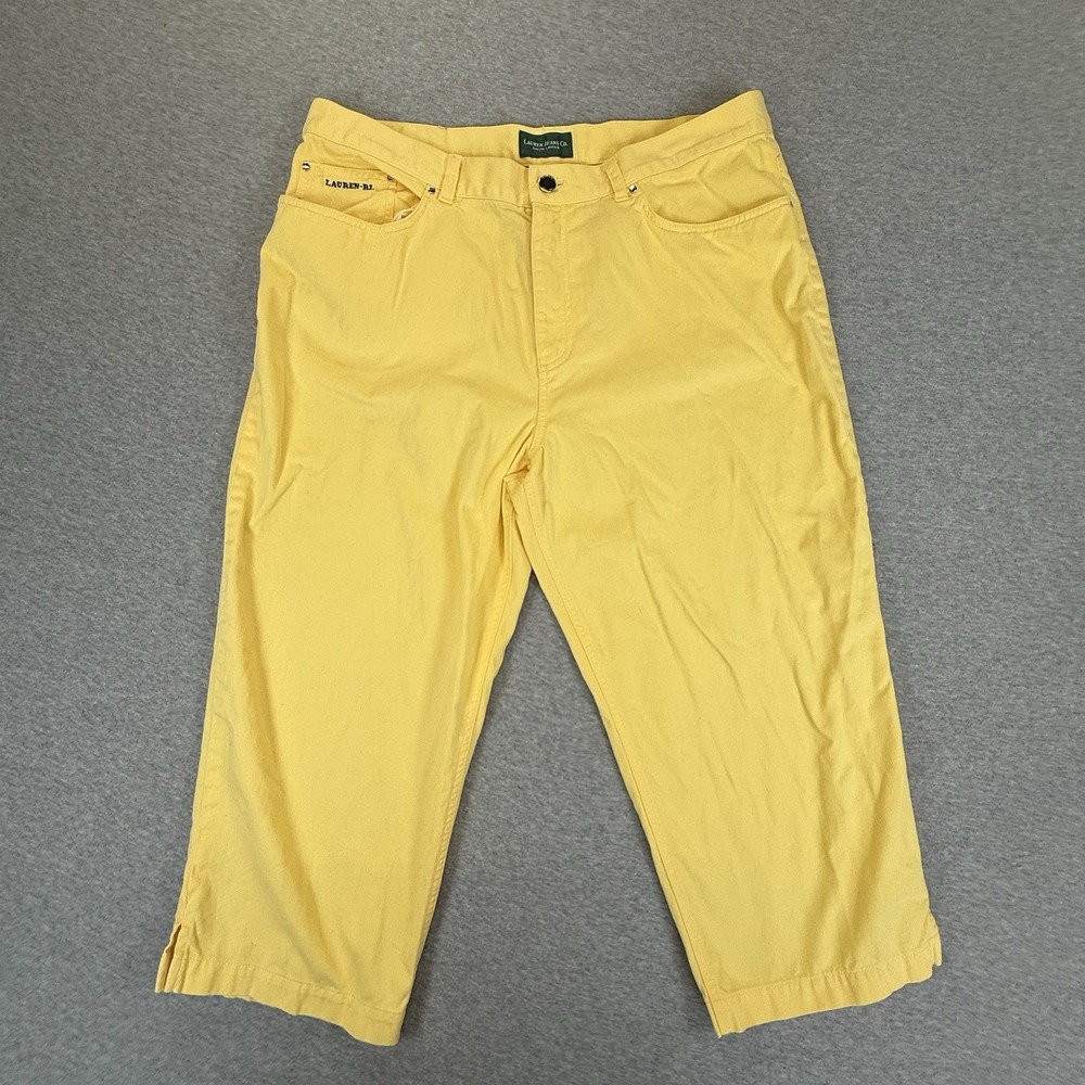 Lauren Ralph Lauren Pants Womens 16 Yellow Capri Cropped 5 Pocket Denim Mid Rise